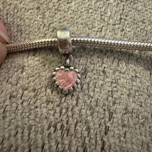Pandora young love, pink enamel, dangle charm bead